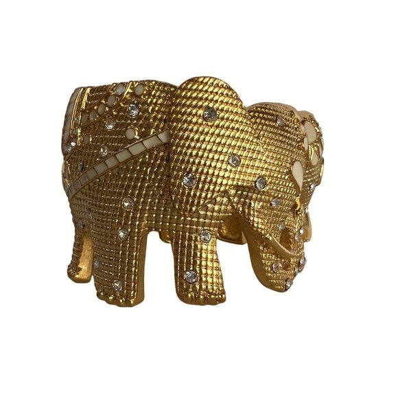 NWOT Lilly Pulitzer Tusk Tusk Elephant Gold Cuff Hinged Bracelet Rhinest… - Picture 6 of 9